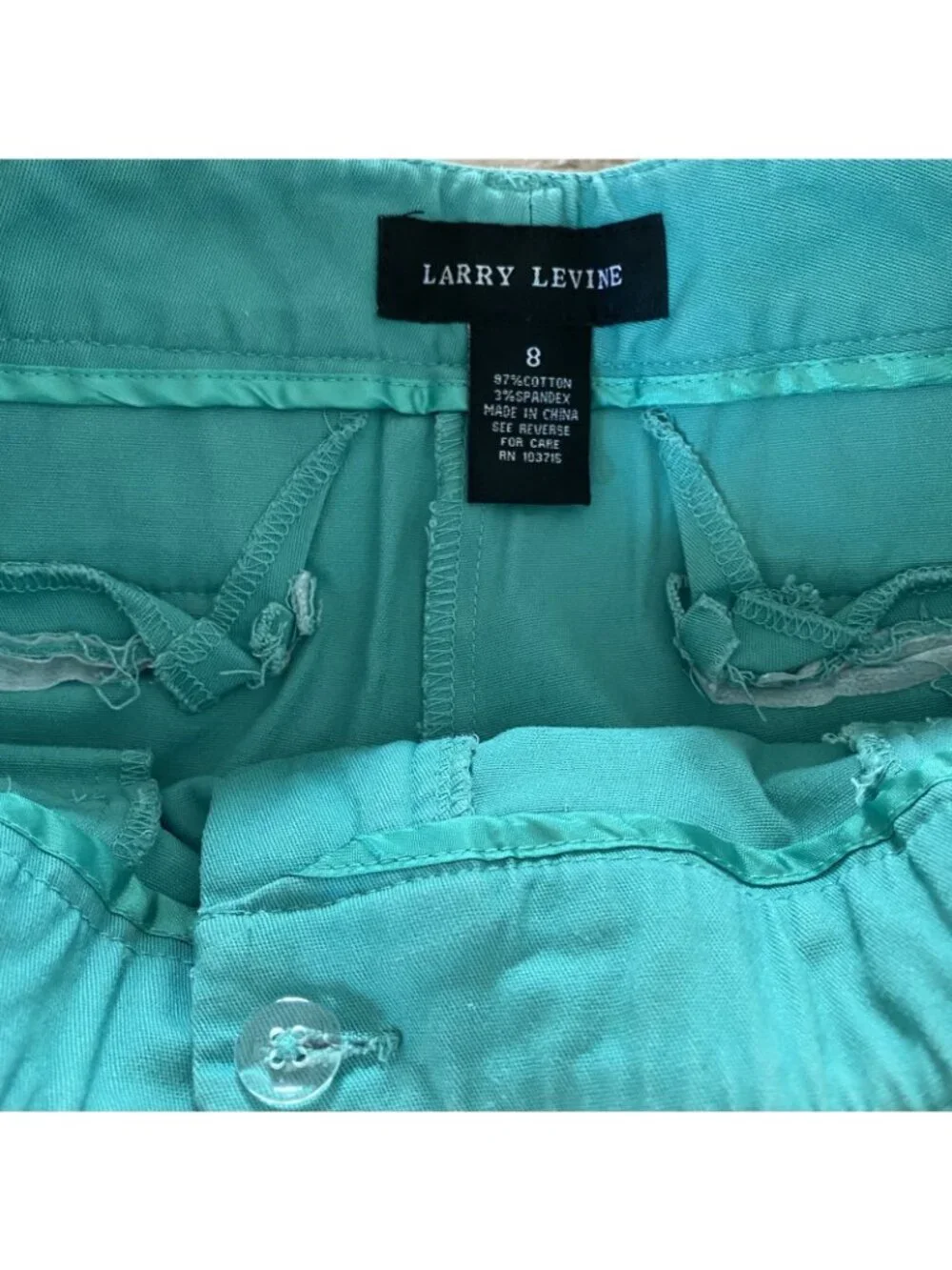 Larry Levine Womens 8 Cropped Pants Bright Blue Long Capri